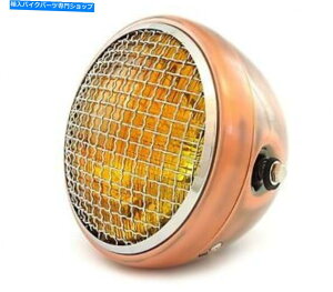 N[p[c 7 "JX^TCh}EgI[goC̃wbhCgW /O - uY - N - ߐF 7" Custom Side Mount Motorcycle Headlight w/ Grill - Bronze - Chrome - Amber