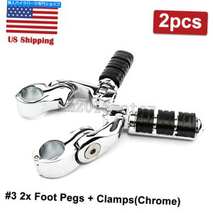 N[p[c yAN[tbgybOtbgyOV[gAO}Eg̃n[[c[O\tgAJ Pair Chrome Footpeg Foot Pegs Short Angled Mount For Harley Touring Softail US