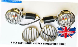 N[p[c Royal Enfield 350 / 500ccpNR[gOt4̃NACWP[^[Zbg CLEAR INDICATOR SET OF 4 WITH CHROME & COATED GRILL FOR ROYAL ENFIELD 350/500cc