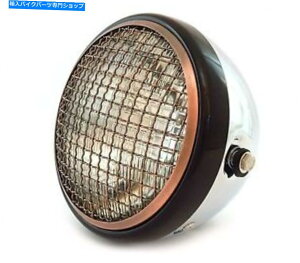 N[p[c 7 "TCh}EgI[goCwbhCgW /O - NOXubNuY - NA 7" Side Mount Motorcycle Headlight w/ Grill - Chrome Gloss Black Bronze - Clear