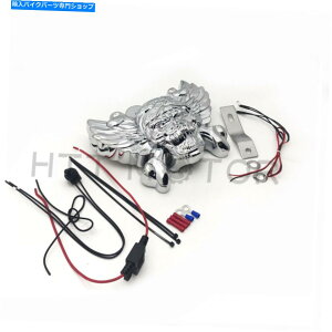 N[p[c Chrome Skull Headz[Jo[92-16n[CW / CowbellׂĂV-Rod's Chrome Skull head horn cover Red Light For 92-16 Harley w/ cowbell all V-rod's