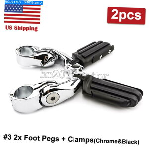 N[p[c Harley HighwayGWK[ho[pN[ubN1-1 / 4 "tbgyO}EgLbg Chrome Black 1-1/4" Foot Pegs Mounting Kit For Harley Highway Engine Guard Bars