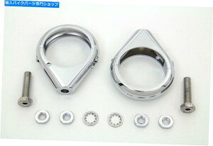 N[p[c N[^[VOiNvLbg49mmtH[N̓n[[ - frbh\tBbg Chrome Turn Signal Clamp Kit 49mm Forks fits Harley-Davidson