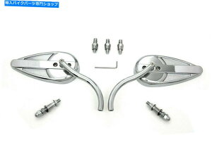 N[p[c V-Twinɂăn[[_rbh\̂߂̃rbg̒s̃N܉tH~[Zbg Tear Drop Mirror Set with Billet Long Stems Chrome for Harley Davidson by V-Twin