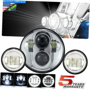 N[p[c 5-3 / 4 5.75 "LEDwbhCg+N[4.5"n[[_CiptHOvʉ߃v 5-3/4 5.75" LED Headlight + Chrome 4.5" Fog Light Passing Lamp For Harley Dyna