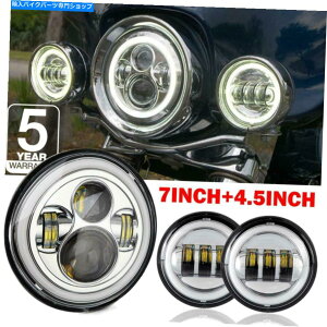 N[p[c Harley Davidson 3PCS Chrome 7 "LED DRLwbhCg+4.5"tHOpbVOv For Harley Davidson 3Pcs Chrome 7" LED DRL Headlight +4.5" Fog Passing Lamp