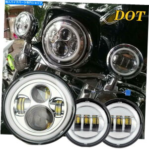 N[p[c 7 '' LEDvWFN^[wbhCg2x 4.5 ''[hX^[pCgN12V 7'' LED Projector Headlights & 2X 4.5'' Passing Lights Chrome 12V For Road Star