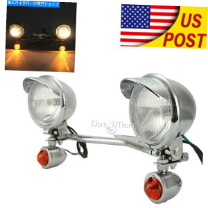 N[p[c Chrome UniversalI[goC̋쓮X|bg̃^[MCgo[̃hbg Chrome Universal Motorcycle Passing Driving Spot Fog Turn Signal Light Bar DOT