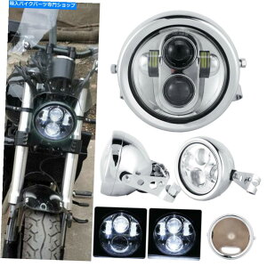 N[p[c Chrome 5-3 / 4 "5.75"I[goCLEDwbhCgW /}EgnEWOoPcuPbg Chrome 5-3/4" 5.75" Motorcycle LED Headlight w/ Mount Housing Bucket Bracket