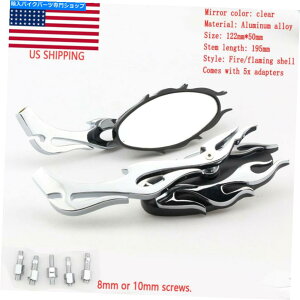 �N���[���p�[�c Harley Electra Tour Glide Flt Classic�̂��߂�Chrome Flame Rewive Mirrors Chrome Flame Rearview Mirrors for Harley Electra Tour Glide FLH FLT Classic�y���s�A���i�z