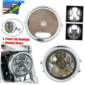 N[p[c 5-3 / 4 "5.75"NLEDvWFN^[wbhCg+I[goCpnEWOuPbg 5-3/4" 5.75" Chrome LED Projector Headlight + Housing Bracket for Motorcycle