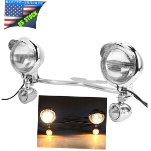 N[p[c n[[̂߂̃^[VOiX|bgtHOvo[ʉ߂NI[goC̉^] Chrome Motorcycle Driving Passing Turn Signal Spot Fog Lights Bar For Harley
