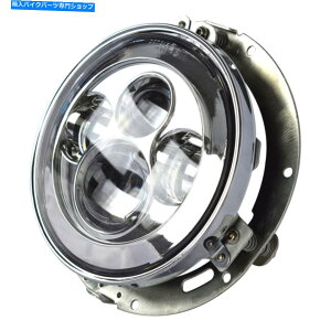 N[p[c 7 "A_v^[}EgWOtn[[̂߂LEDvWFN^[̃fC[J[NwbhCg 7" LED Projector Daymaker Chrome Headlight For Harley with Adapter Mount w Ring