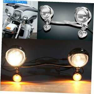 N[p[c Chromejo[TI[goC̋쓮X|bg̃^[MCgo[Zbg Chrome Universal Motorcycle Passing Driving Spot Fog Turn Signal Light Bar Set