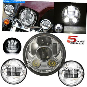 N[p[c Chrome 5.75 5-3 / 4 LEDvWFN^[wbhCg+ 4.5̓̂߂̃Cg Chrome 5.75 5-3/4 LED Projector Headlight + 4.5 Fog Passing Light For Harley