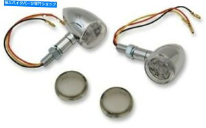 N[p[c Chrome Led Mini Deuce}[J[CgߐFw /NAX[NYpn[[ Chrome LED Mini Deuce Marker Lights Amber w/ Clear & Smoke Lens for Harley