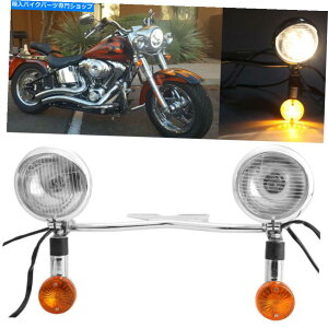 N[p[c N[ʉ߃^[VOiv쓮tHOX|bgCgo[LbgpI[goCp Chrome Passing Turn Signals Lamp Driving Fog Spot Light Bar Kit For Motorcycle