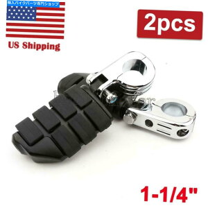 N[p[c NV[gAOnCEFCtbgyO1 1/4 "1.25"GWK[ho[̂߂Ɏ܂܂ Chrome Short Angled Highway Foot Pegs Rest Fit For 1 1/4" 1.25" Engine Guard Bar