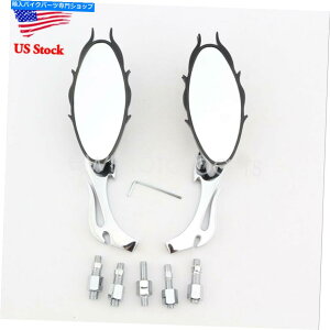 N[p[c Suzuki Boulevard C50 C90 C109R M109R M50 M90pN[t[Ar[~[ Chrome Flame Rearview Mirrors For Suzuki Boulevard C50 C90 C109R M109R M50 M90