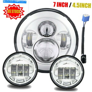 N[p[c 7C`140W LEDwbhCgHI / LO + 2{4.5C`60WtHOCg̃n[[_rbh\ 7Inch 140W LED Headlight Hi/Lo + 2Pcs 4.5Inch 60W Fog Light for Harley Davidson
