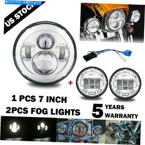 N[p[c 7 "C`NLEDvWFN^[[^[wbhCg+n[[c[Ô߂̏ƖCg 7" Inch Chrome LED Projector Motor Headlight + Passing Lights For Harley Touring