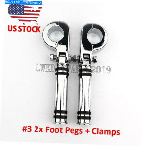 N[p[c Chrome HighwayI[goCtbgyO̓n[[̂߂1-1 / 4 "GWK[hNv Chrome Highway Motorcycle Foot Pegs Rests 1-1/4" Engine Guards Clamps For Harley