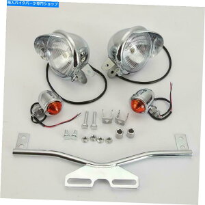 N[p[c Handa Kawasakî߂̃X|bgCgo[Lbgʉ߂N^] Chrome Driving Passing Turn Signals Spot Light Bar Kit For Harley Honda Kawasaki