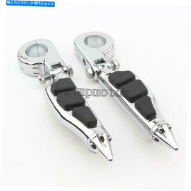 クロームパーツ Harley Dyna低ライダーFXDL用クローム1-1 / 4 "クラッシュバーハイウェイフットペグ Chrome 1-1/4" Crash Bar Highway Foot Pegs For Harley Dyna Low Rider FXDL