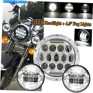 N[p[c DOT 7 "C`NLEDwbhCg+ 2{4.5"GNgAOChAt@bg{[Ĉ߂̃C`tHOCg DOT 7"Inch Chrome LED Headlight+ 2x 4.5"inch Fog Light For Electra Glide,Fat Boy