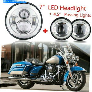 N[p[c 7C`NLEDwbhCg+ 4.5C`tHOd̃n[[GNgOCĥ߂̋ 7 Inch Chrome Led Headlight + 4.5 Inch Fog Light Bulbs For Harley Electra Glide