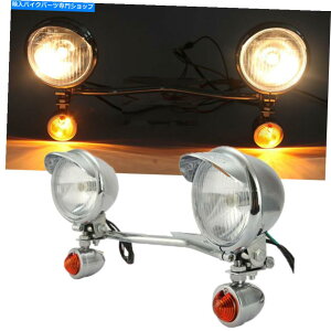 N[p[c Chrome UniversalI[goC̋쓮X|bg̃^[MCgo[ Chrome Universal Motorcycle Passing Driving Spot Fog Turn Signals Light Bar