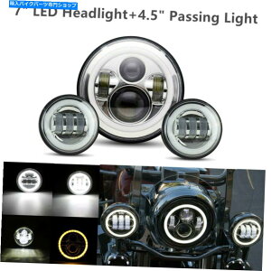 N[p[c 7 "LEDwbhCgvWFN^[+ 4.5 '' '' '' DRLtHOvvNn[[ 7" LED Headlight Projector + 4.5'' DRL Fog Light Passing Lamp Chrome For Harley