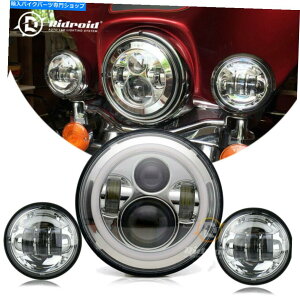 N[p[c N[hbg7 "LEDvWFN^[I[goCwbhCg+4.5"n[[̂߂̃Cgʉ߂ Chrome DOT 7" LED Projector Motorcycle Headlight +4.5" Passing Lights For Harley