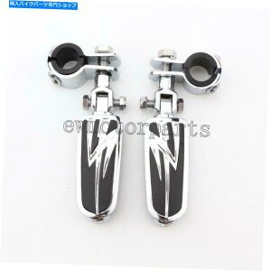 N[p[c N[HyO1 "-1-1 / 4"GWK[h}Egn[[z_pNv Chrome Highway Foot Pegs 1"-1-1/4" Engine Guard Mounts Clamps For Harley HONDA