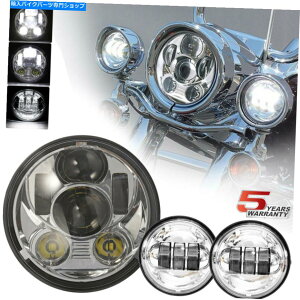 N[p[c 5-3 / 4 5.75 "LEDwbhCg+N[4.5"n[[_CiptHOvʉ߃v 5-3/4 5.75" LED Headlight + Chrome 4.5" Fog Light Passing Lamp For Harley Dyna