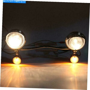 N[p[c ChromeI[goC^]pX^[VOiX|bgtHOvvo[uPbg Chrome Motorcycle Driving Passing Turn Signal Spot Fog Lights Lamp Bar Bracket