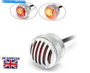 N[p[c [^[oCNLED~jXgbvCge[CgvYON[JtF[T[JX^ Motorbike LED Mini Stoplight & Tail Light Prison Grill CHROME Cafe Racer Custom