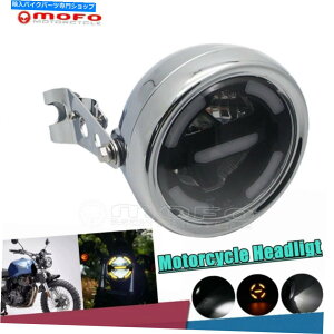 N[p[c n[[`bp[pI[goCzCgAo[LEDwbhCgDRLvWFN^[W /uPbg Motorcycle White&Amber LED Headlight DRL Projector w/Bracket For Harley Chopper