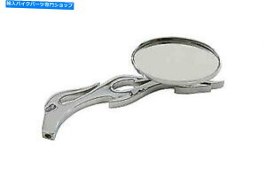 N[p[c V-Twinɂn[[_rbh\̂߂̃rbǧsƃN[ȉ~`̃~[ Chrome Oval Mirror with Billet Flame Stem for Harley Davidson by V-Twin