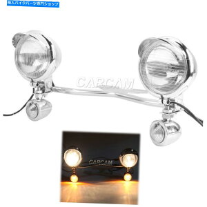 N[p[c N[ʉ߃^[VOiv쓮tHOX|bgCgo[LbgpI[goCp Chrome Passing Turn Signals Lamp Driving Fog Spot Light Bar Kit For Motorcycle