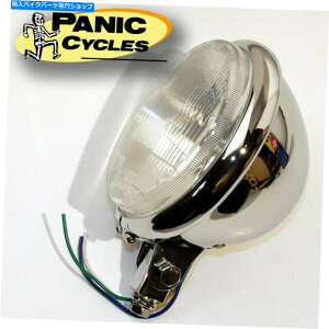 クロームパーツ 象徴的な古い学校5-3 / 4 "ヘッドライトH4クロムハーレートライXS650ボバーチョッパー ICONIC OLD SCHOOL 5-3/4" HEAD LIGHT H4 CHROME HARLEY TRI XS650 BOBBER CHOPPER