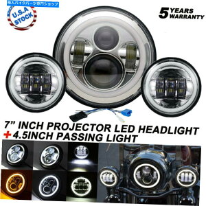 N[p[c V7 "LEDvWFN^[̃wbhCg+ʉߏƖ̂߂Harley Touring Chromê߂̃tBbg New 7" LED Projector Headlight + Passing Lights Fit for Harley Touring Chrome