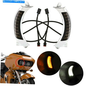 N[p[c NLEDTCh}[J[^[n[[c[O[hOCh2015-2019̂߂̐MCg Chrome LED Side Marker Turn Signal Light For Harley Touring Road Glide 2015-2019