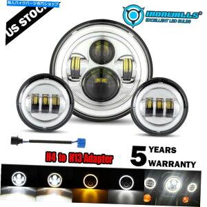 N[p[c 7 "NLED DRLwbhCg+ʉ߃CgtBbgn[[_rbh\c[O[hLO 7"Chrome LED DRL Headlight+Passing Light Fit Harley Davidson Touring Road King