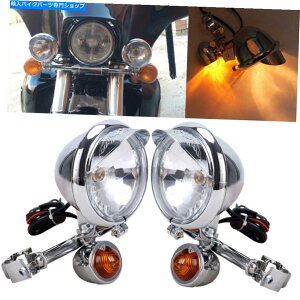 N[p[c ChromeI[goCʉߋ쓮X|bgtHOvv^[VOiCgo[ Chrome Motorcycle Passing Driving Spot Fog Lamp Turn Signal Light Bar For Harley