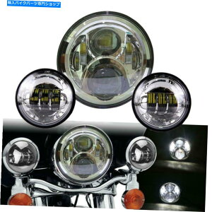 N[p[c 7 "Chrome LEDvWFN^[wbhCg+ 4.5"c[Ô߂̃Cgʂ 7" Chrome LED Projector Headlight + 4.5" Passing Lights For Touring