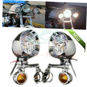 N[p[c I[goCN[ʉ߉^]X|bgtHOvn[[̂߂̃VOiCg Motorcycle Chrome Passing Driving Spot Fog Lamp Turn Signal Light For Harley US