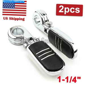 N[p[c NV[gAOnCEFCtbgyO1 1/4 "1.25"GWK[ho[̂߂Ɏ܂܂ Chrome Short Angled Highway Foot Pegs Rest Fit For 1 1/4" 1.25" Engine Guard Bar