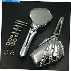 クロームパーツ ハーレーホンダ鈴木川崎のためのオートバイクロームスカルスケルトンハンドミラー Motorcycle Chrome Skull Skeleton Hand Mirrors For Harley Honda Suzuki Kawasaki