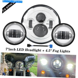 N[p[c 7 "C`NLEDvWFN^[[^[wbhCg+n[[c[Ô߂̏ƖCg 7" Inch Chrome LED Projector Motor Headlight + Passing Lights For Harley Touring